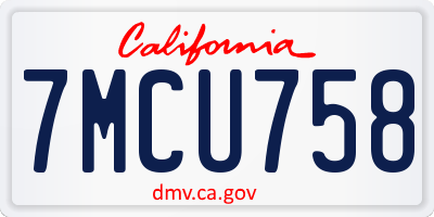 CA license plate 7MCU758