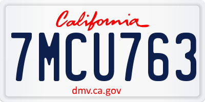 CA license plate 7MCU763