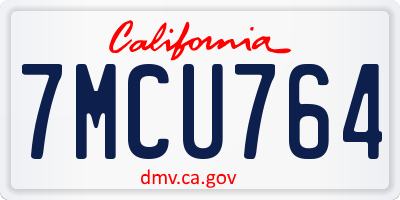 CA license plate 7MCU764