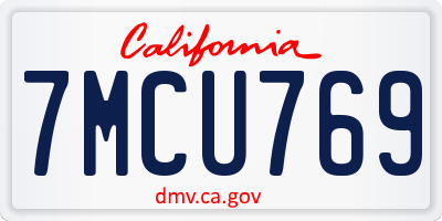 CA license plate 7MCU769