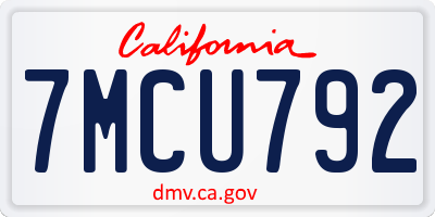CA license plate 7MCU792
