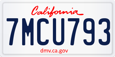 CA license plate 7MCU793