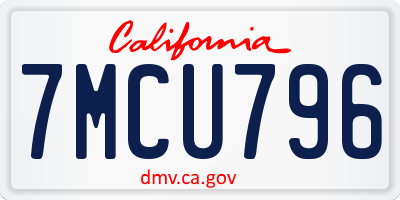 CA license plate 7MCU796