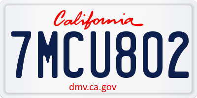 CA license plate 7MCU802