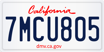 CA license plate 7MCU805