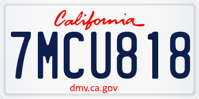 CA license plate 7MCU818