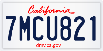 CA license plate 7MCU821