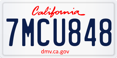 CA license plate 7MCU848