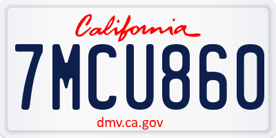 CA license plate 7MCU860