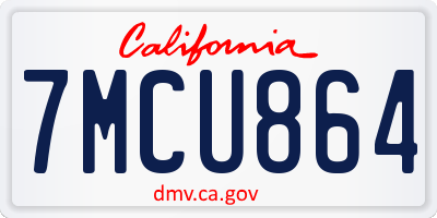 CA license plate 7MCU864