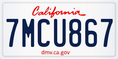 CA license plate 7MCU867