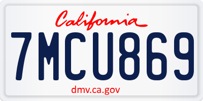 CA license plate 7MCU869