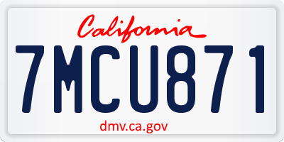 CA license plate 7MCU871