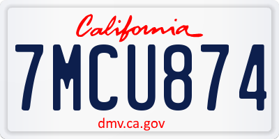 CA license plate 7MCU874