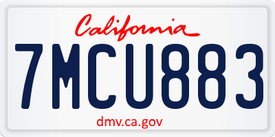 CA license plate 7MCU883