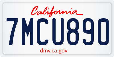 CA license plate 7MCU890