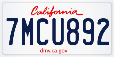 CA license plate 7MCU892