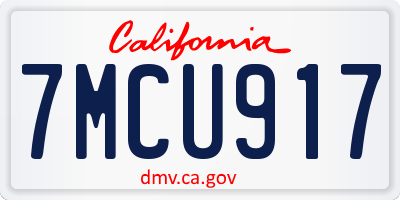 CA license plate 7MCU917