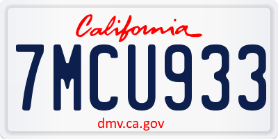 CA license plate 7MCU933