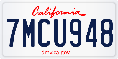 CA license plate 7MCU948