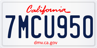 CA license plate 7MCU950