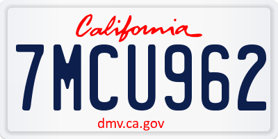 CA license plate 7MCU962