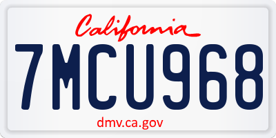 CA license plate 7MCU968