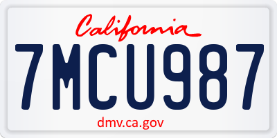 CA license plate 7MCU987