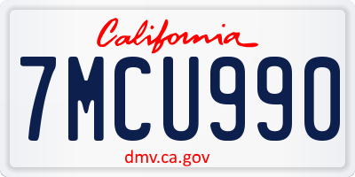 CA license plate 7MCU990