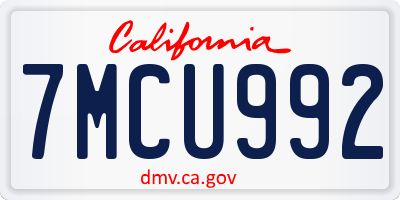 CA license plate 7MCU992