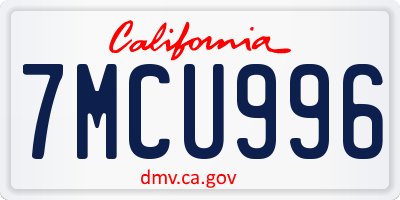 CA license plate 7MCU996