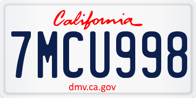 CA license plate 7MCU998