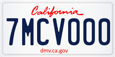 CA license plate 7MCV000