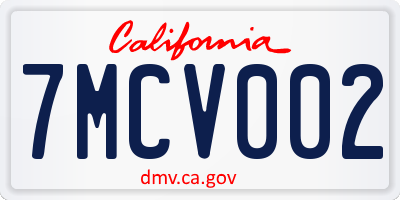 CA license plate 7MCV002