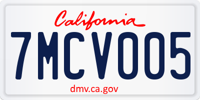 CA license plate 7MCV005