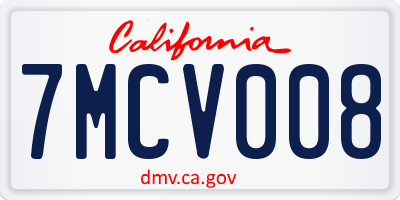 CA license plate 7MCV008