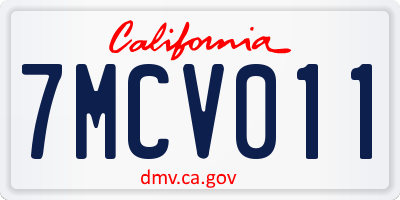 CA license plate 7MCV011