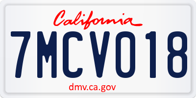 CA license plate 7MCV018