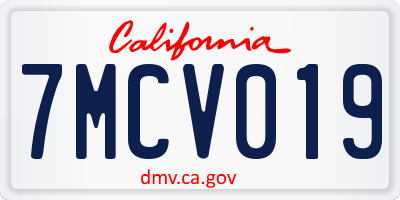 CA license plate 7MCV019