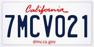 CA license plate 7MCV021