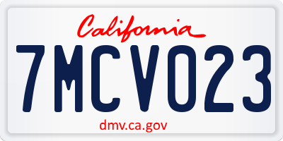 CA license plate 7MCV023