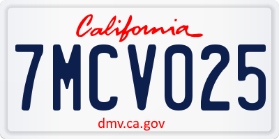 CA license plate 7MCV025