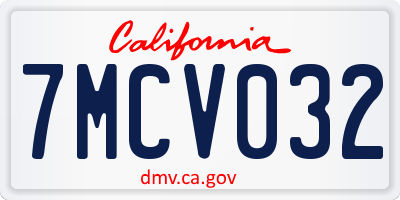CA license plate 7MCV032