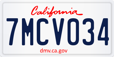 CA license plate 7MCV034
