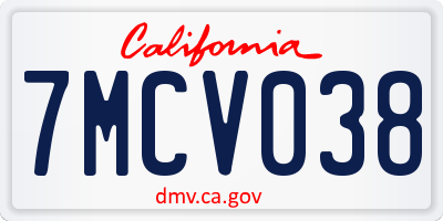 CA license plate 7MCV038