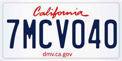 CA license plate 7MCV040