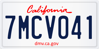 CA license plate 7MCV041