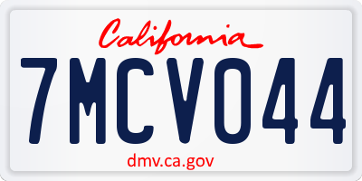 CA license plate 7MCV044