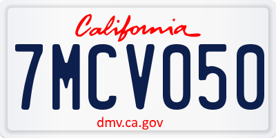 CA license plate 7MCV050