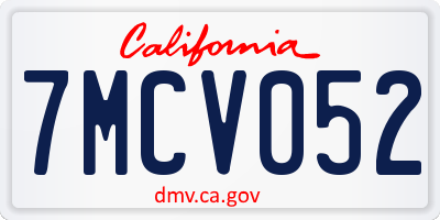 CA license plate 7MCV052